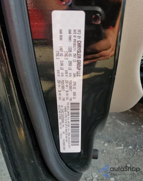 2012 Chrysler Town & Country Touring L z USA, uszkodzony, nr VIN 2C4RC1CG0CR363843